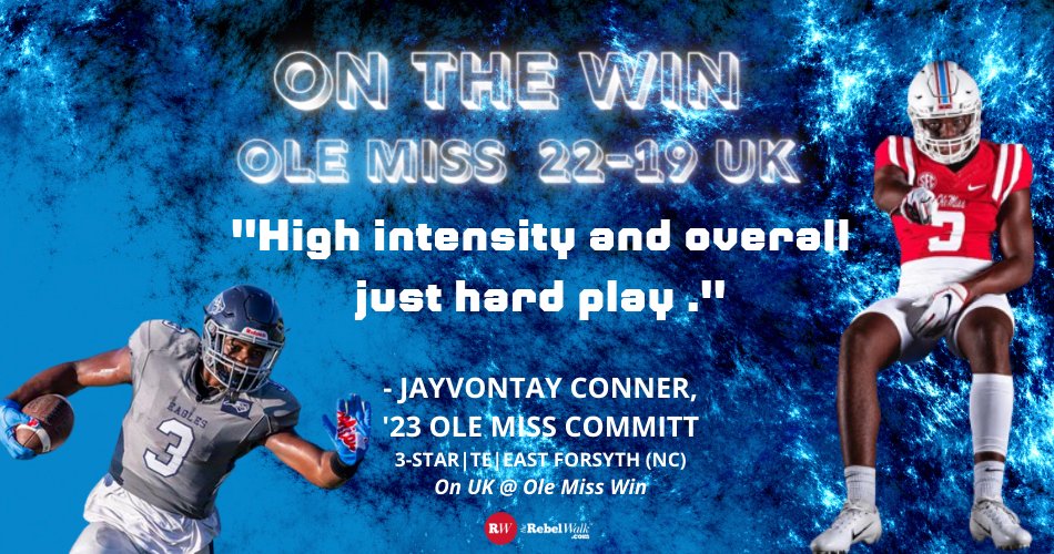 The Rebs are not the only ones driving to keep their perfect season going. @TheRebelWalk caught up with '23 Ole Miss commit @ConnerJayvontay whose team also remains undeafeated this season (6-0) for his post game #RWOnTheWin #RWRecruiting #CommitToTheSip #CarolinaRebs