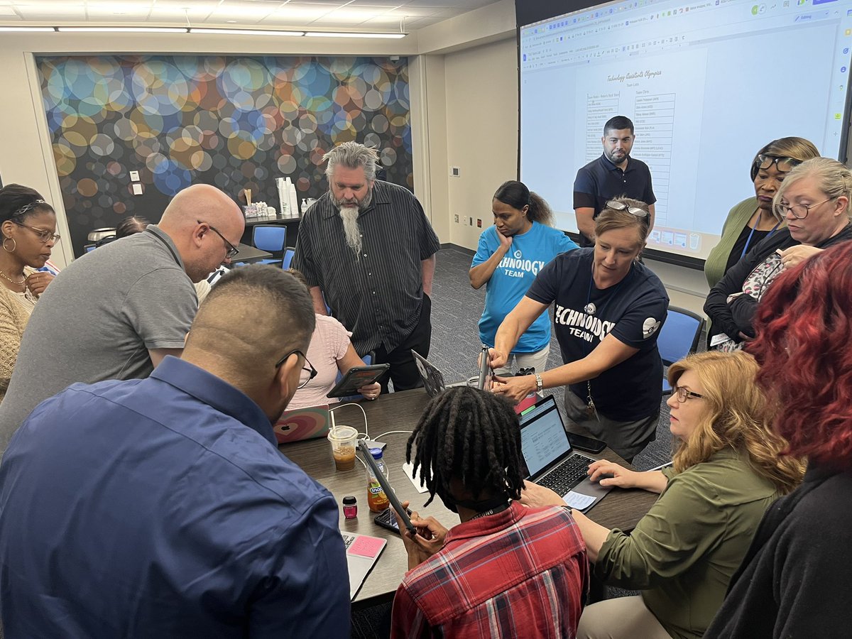 RISDiTeam's tweet photo. 🎃🍁During our October TA Meeting, TAs have to brainstorm solutions to troubleshoot devices. 👑The winning team gets points for TA Olympics. #RISDBelieves #lostmode #brainbuster https://t.co/ix4oxTHpA5