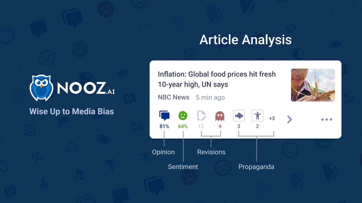 nooz_ai's tweet photo. https://t.co/1Irf8CCPYp’s Article Analysis provides insight into media bias by identifying opinion, sentiment, propaganda, and revisions. #noozai #wiseuptomediabias https://t.co/QDwroqa8gz