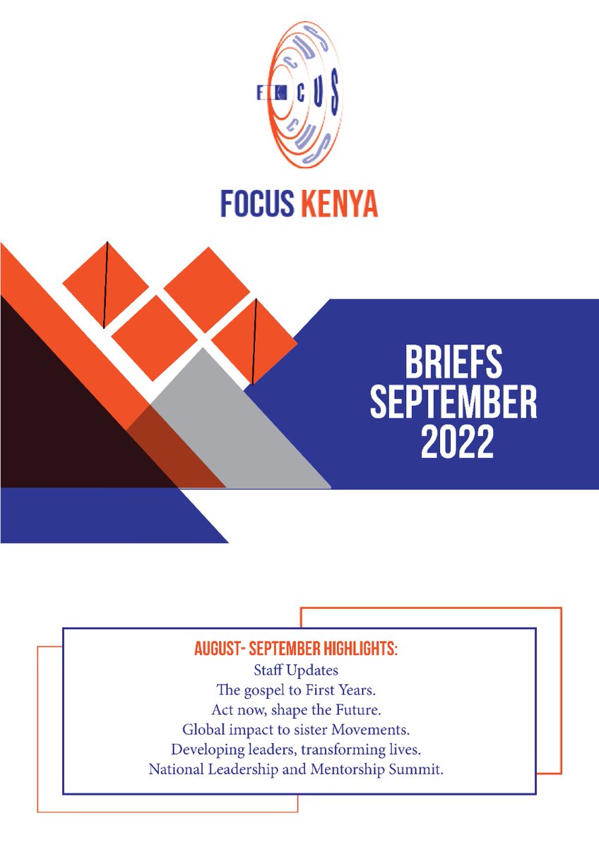 focuskenya's tweet photo. 1/3 Grateful to God for the last two months! We are celebrating fruitful partnerships, New appointments, New students on campus, and the strength of Developing Leaders and Changing Nations.

Download your copy at https://t.co/3ui4S7Yxkf
 
#FOCUSKenyaBriefs
#FOCUSKenya https://t.co/DeuQNsDzjJ