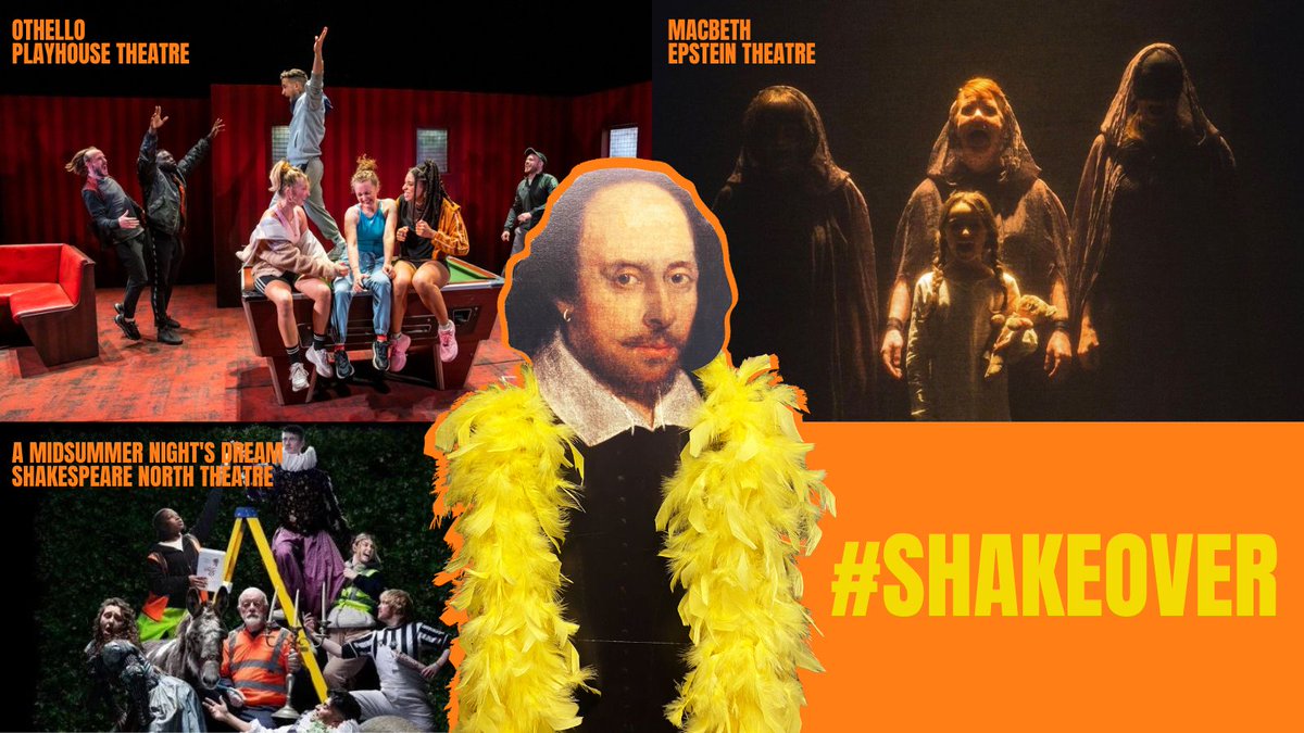 What do you call a city region-wide Shakespeare takeover?
Why it’s a #ShakeOver of course! 😆
This week see #Othello @franticassembly with us at the Playhouse
Watch #Macbeth @EpsteinTheatre 
Visit the new @ShakespeareNP for #AMidsummerNightsDream 
#Shakeover #LiverpoolTheatres