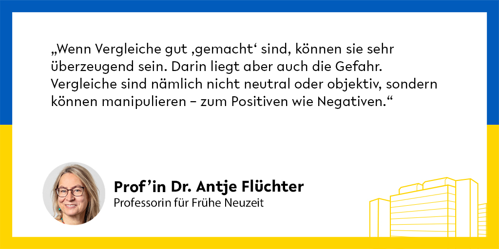unibielefeld's tweet photo. Analogien zwischen dem #Ukrainekrieg und dem Dritten Reich scheinen mittlerweile salonfähig. Warum aber mancher Vergleich hinkt oder gar gefährlich ist, erklärt Historikerin Prof’in Dr. @antjefluechter, Sprecherin des @sfb_comparing @unibielefeld. https://t.co/Q9rvj6hET0 https://t.co/6acrv6uEYx