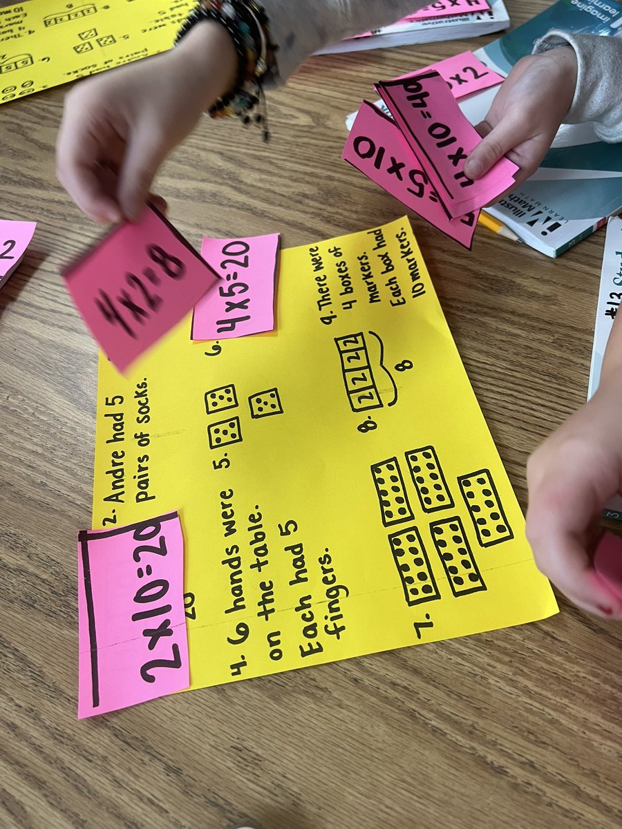 mrstyrrellteach's tweet photo. Ss working hard at teacher table this morning to match multiplication equations to their correct drawing, diagram or situation. 🤩 https://t.co/oaujfKRVOK