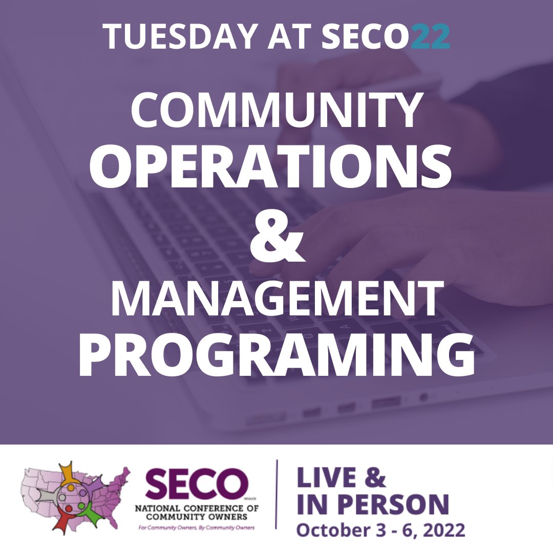 SecoConference's tweet image. The first day of SECO22 is HERE! Don’t miss a great day of community operations and management programming.

View the full SECO22 schedule here: secoconference.com/seco22/seco22-…

#SECO #SECO22 #CommunityOwners #MHIndustry #MHProfessional