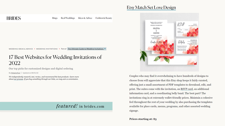 MatchSetLove's tweet image. Press Feature: Thank you @brides - so chuffed!
See the article here: brides.com/story/best-web… #pressfeature #weddingstationery2022