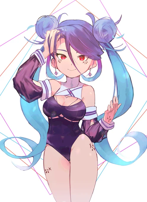 お団子ツインテちゃん 差分も描いた! #イラスト  #オリジナル  #創作 