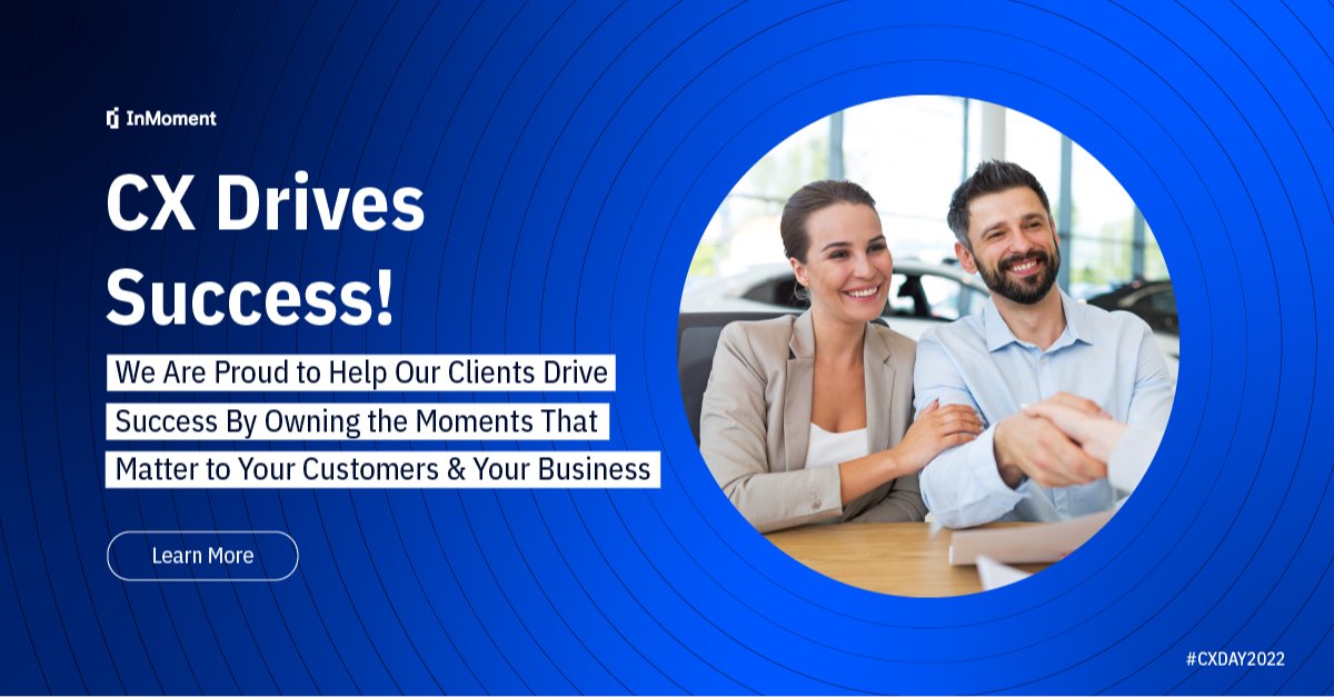 In my role at InMoment, I am proud to help the world’s greatest brands drive success through their customer experience programs 🌟 I celebrate that every day, but especially on #CXDay! How are you celebrating? bit.ly/3e1z6I4