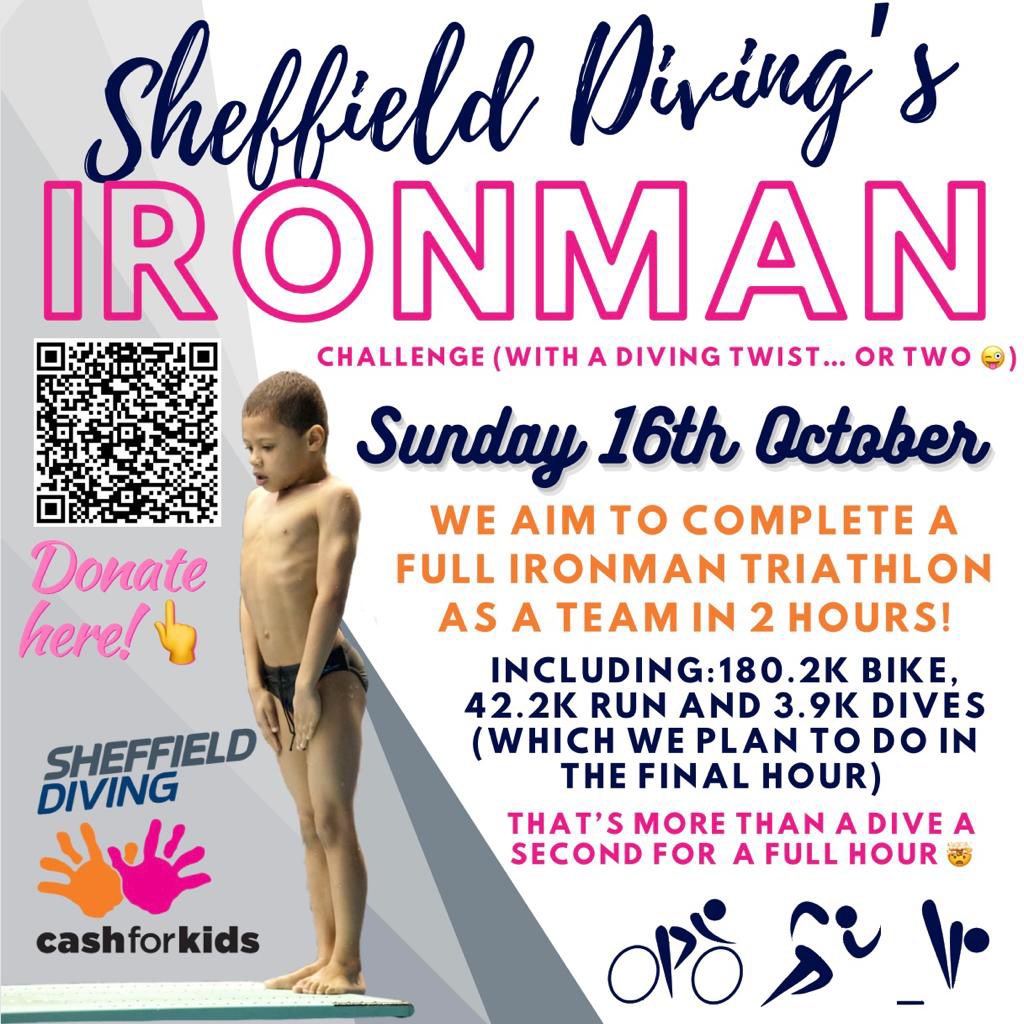 SHEFFIELD DIVING IRONMAN CHALLENGE 🚴🏃🏻‍♀️💦
 
On Sunday 16th October our members will take on the IRONMAN Challenge. We have 2 hours to jointly complete the IRONMAN distance - although we are swapping the 3,900 kilometre swim for a very ambitious 3,900 dives in 1 hour 💪

#HallamFM