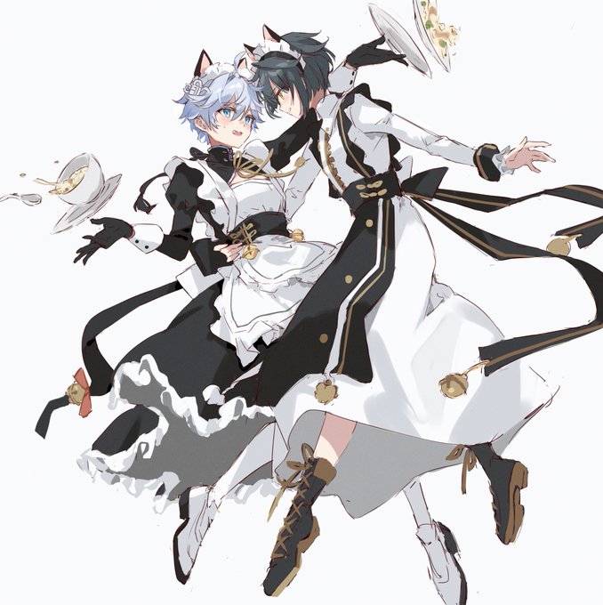 重云|ちょううん ,行秋(ユクアキ)(原神) 「メイドの重雲と行秋