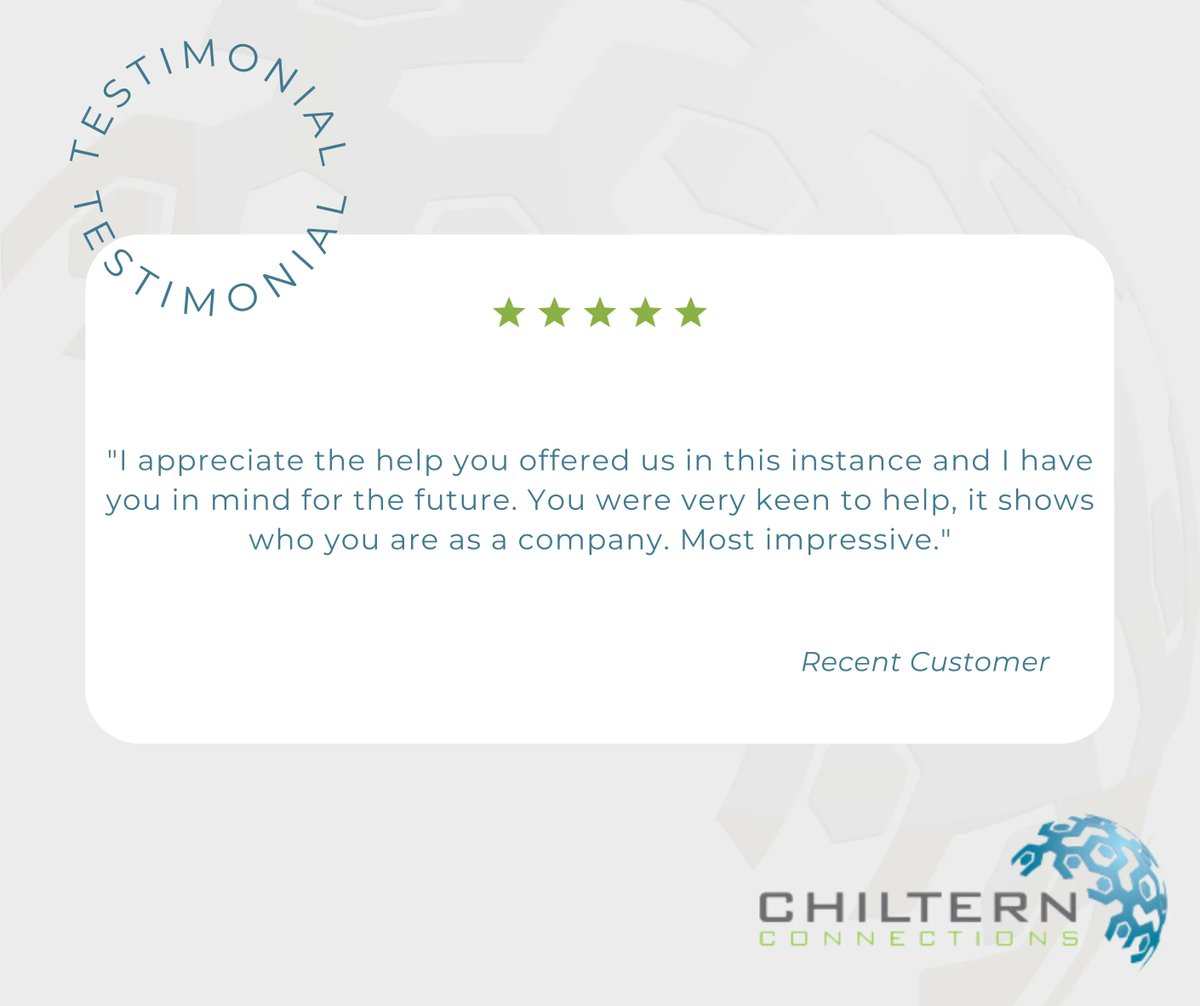 chilternco's tweet photo. 🌟 Customer Feedback 🌟

We recently received a really lovely email from our customer. We pride ourselves on delivering the best customer service possible, so to receive this feedback is wonderful!

Well done team 🌝

#testimonial #customerfeedback #positive https://t.co/WUaoPBOpVz