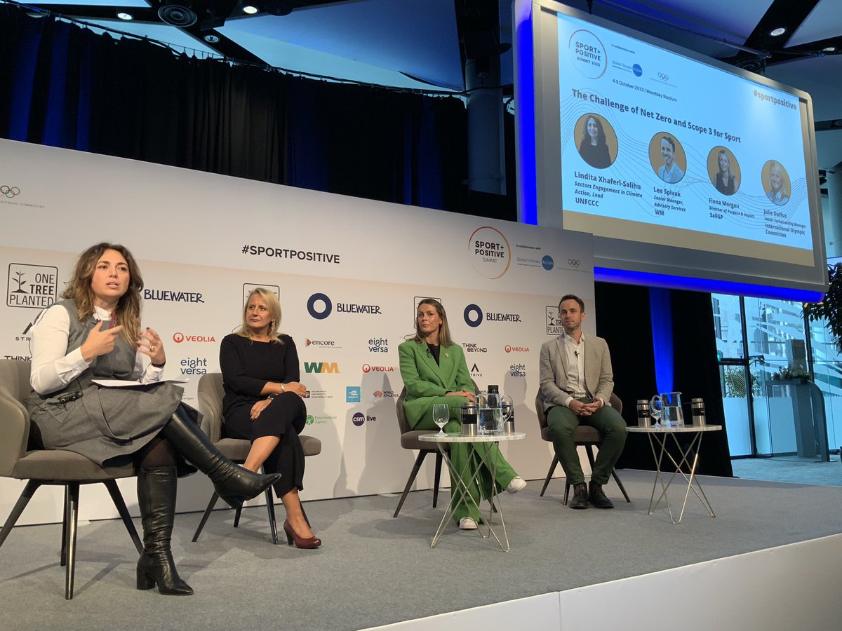 🌍 Currently being discussed: "The Challenge of Net Zero and Scope 3 for Sport"

🗣️ Lee Spivak, Senior Manager, Advisory Services <a href="/WasteManagement/">WM</a> 
🗣️ Fiona Morgan, Director of Purpose &amp; Impact <a href="/SailGP/">SailGP</a> 
🗣️ Julie Duffus, Senior Sustainability Manager <a href="/iocmedia/">IOC MEDIA</a> 

#sportpositive