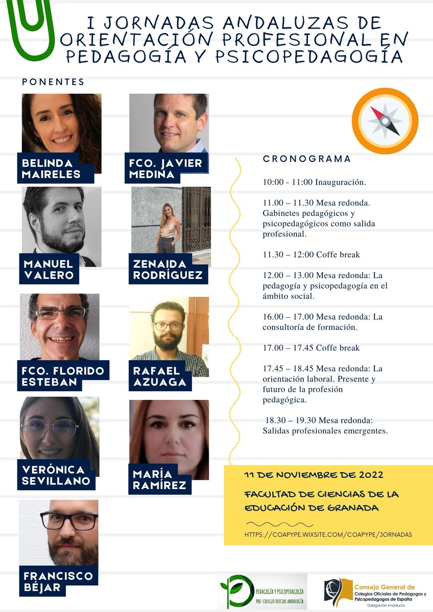 Tenemos descuentos para grupos, buses desde Málaga y Sevilla, descuentos por cada 5 personas y acuerdos para pernoctar.

Si aún no te has inscrito, ¿A qué esperas? Estaremos encantados de conocerte el 11 de Noviembre ☺️

#pedagogía #psicopedagogía #coapype #jornadasgranada11nov22