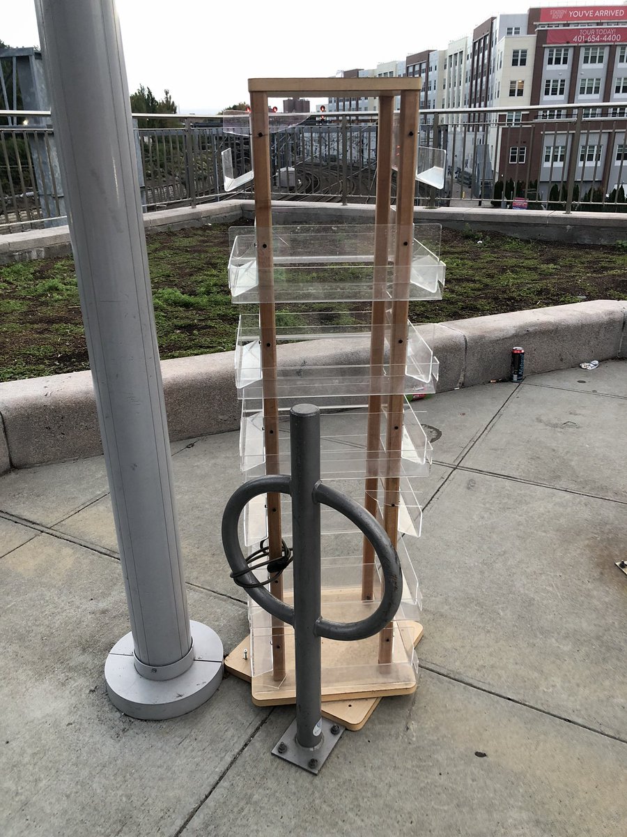 Good brochure rack safety, keeping it locked up at the bike rack. 😆