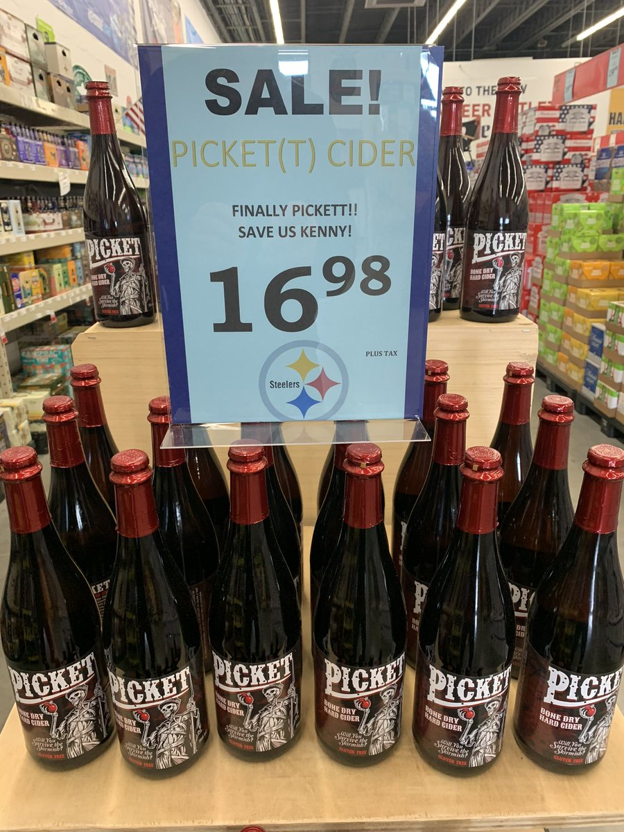 HamptonBeerPGH's tweet photo. Praise be! 

Will young @kennypickett10 be the answer for the #Steelers? 

We hope so. He’s taking over the Matt Canada pain relief shelf. 😂

Come support the Steelers new gunslinger — and support your tastebuds with some local @ArsenalCider too. 

We open at 9 AM. 👏🍻 https://t.co/XXBnnf0XC1