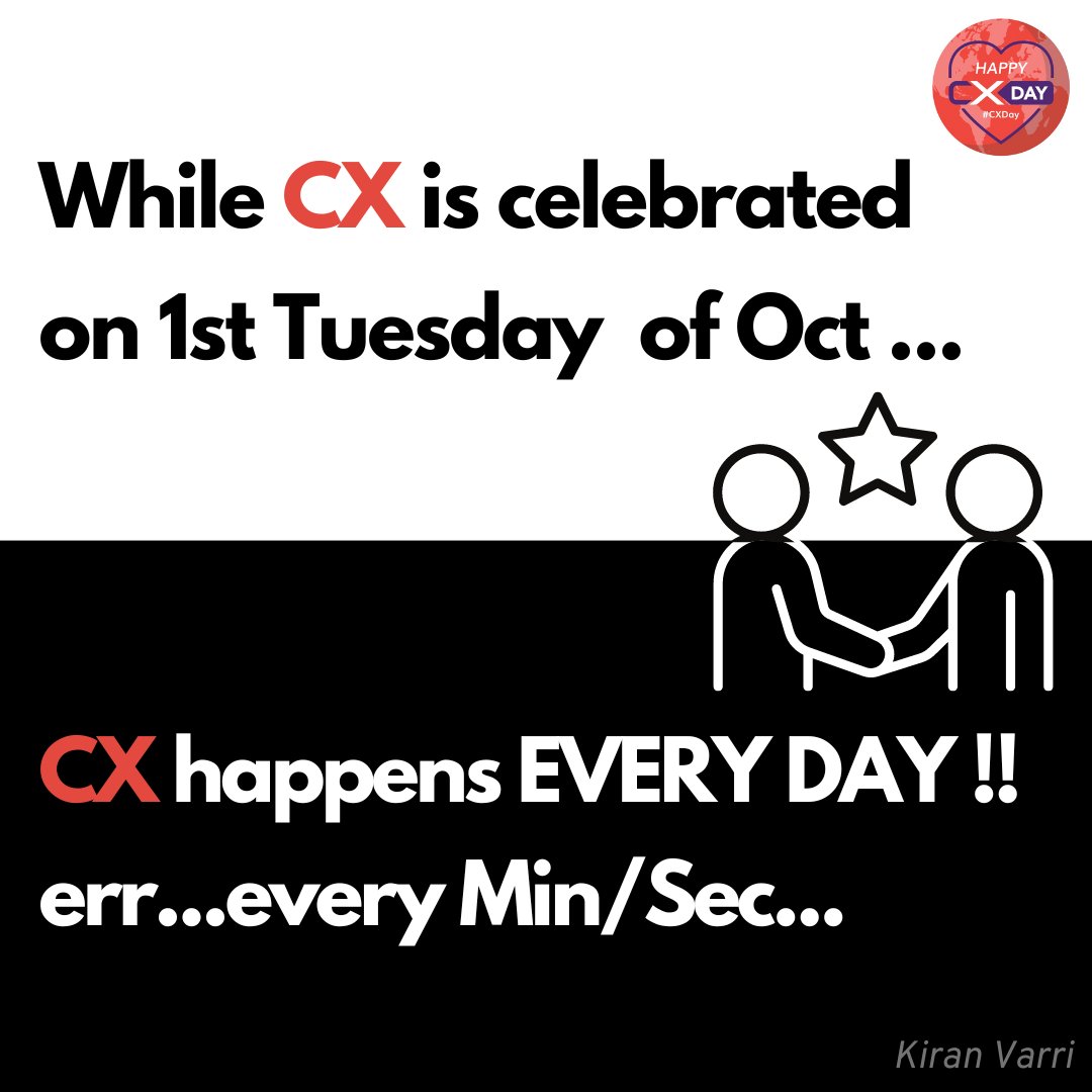 📍#CXDay : On the occasion of #CXday, a good time to #Reflect upon &amp; #Celebrate every aspect of #Customer,  #CustomerExperience,  #CustomerMoments, the Ups &amp; Downs and March forward 👍🚀🚀🚀

📍#CustomerFIRST 🏁 <a href="/CXPA_Assoc/">CXPA</a> 
<a href="/TheCXMagazine/">Customer Experience Magazine</a>