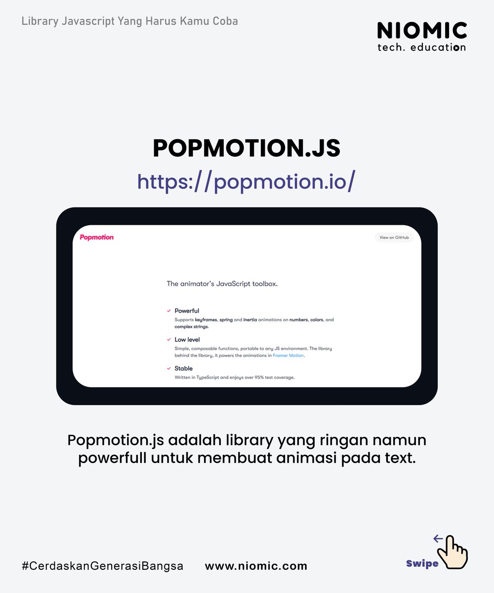 niomicID's tweet photo. Library JavaScript
.
#niomic #cerdaskangenerasibangsa #belajarprogramming #extensions #chrome #chromeextension #programmerindonesia #programmer #programming #tech #technology #framework #library #javascript https://t.co/WZ8mkrM3e9