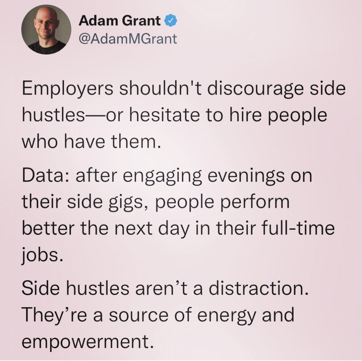 TinaPartners's tweet photo. Totally agree! A side hustle has always sparked my creativity and satisfied my need to connect with different people. Always have something other than a “job” that defines you! #lifelessons #partnerships #knowledge #sidehustle https://t.co/mjhXjTCeq9