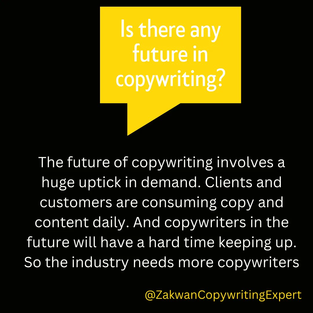 Z_Copywriter's tweet photo. Is there any Future in Copywriting ??

#Copywriter #copywrighter #seocopywriting #productdescription #salesfunnel
#salesletter #productdescriptionexample #descriptionsexamples #englishcopywriting #motivation #hardwork #millionaire #confidence #success #faith #selfesteem https://t.co/bTmpznfMg5