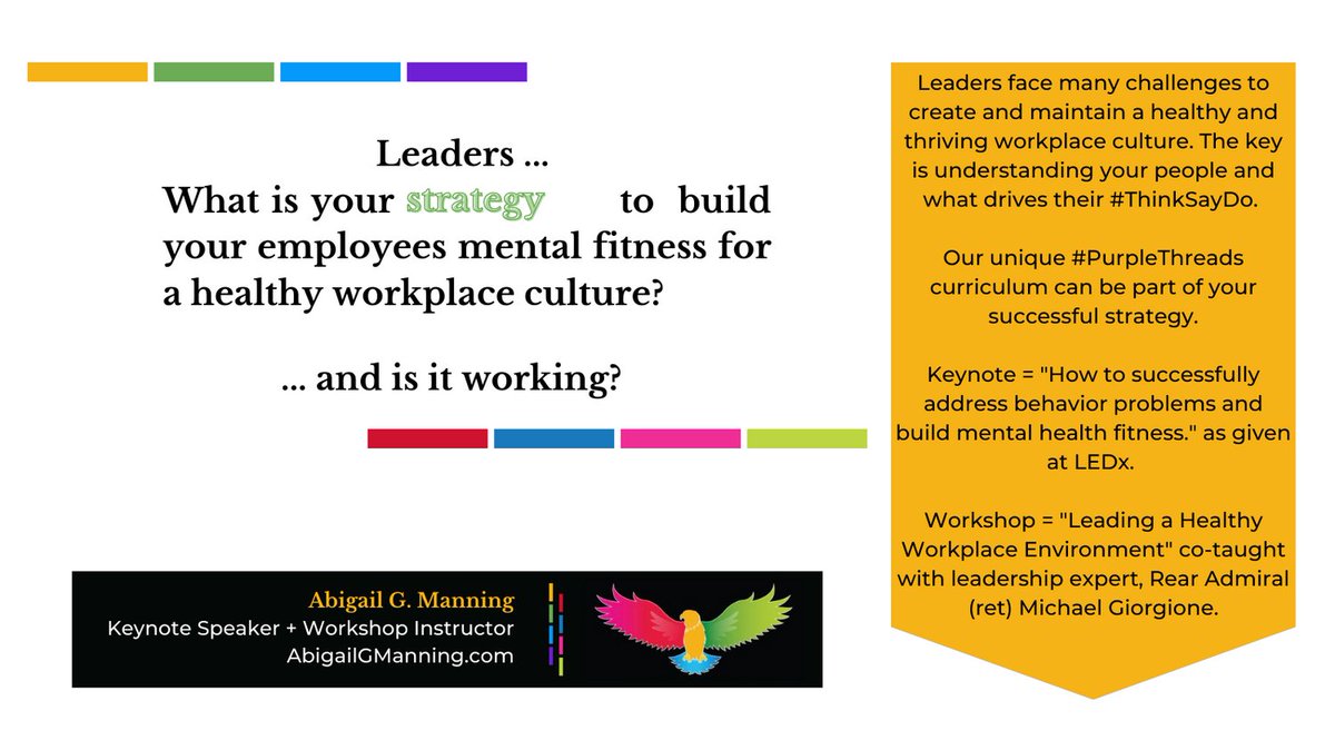 For more tools to attract and retain top talent and provide a healthy and thriving workplace culture, contact us here or at abigailgmanning.com/contact

#TrainingThatWorks #Workshops #KeynoteSpeaking
#PersonalDevelopment #Leadership #ProfessionalDevelopment
#UnitedCulture