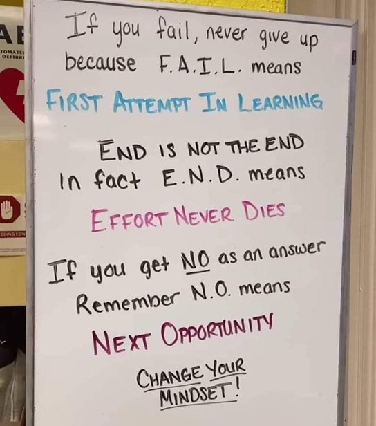 It's okay to fail because.....FAIL = First Attempt In #Learning 💙💙
________
  📸Unknown #edchat #teacherlife