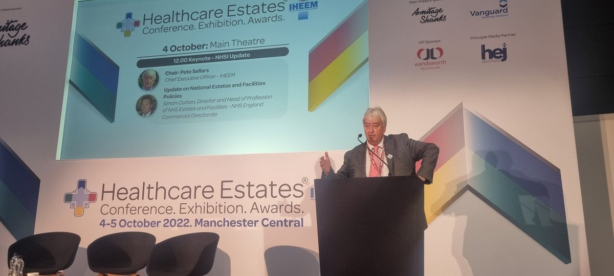 Peter Sellars opening up the floor for @SimonCorben National Director of Eatates and Head of Profession @NHSEngland at the @IHEEM in #Manchester