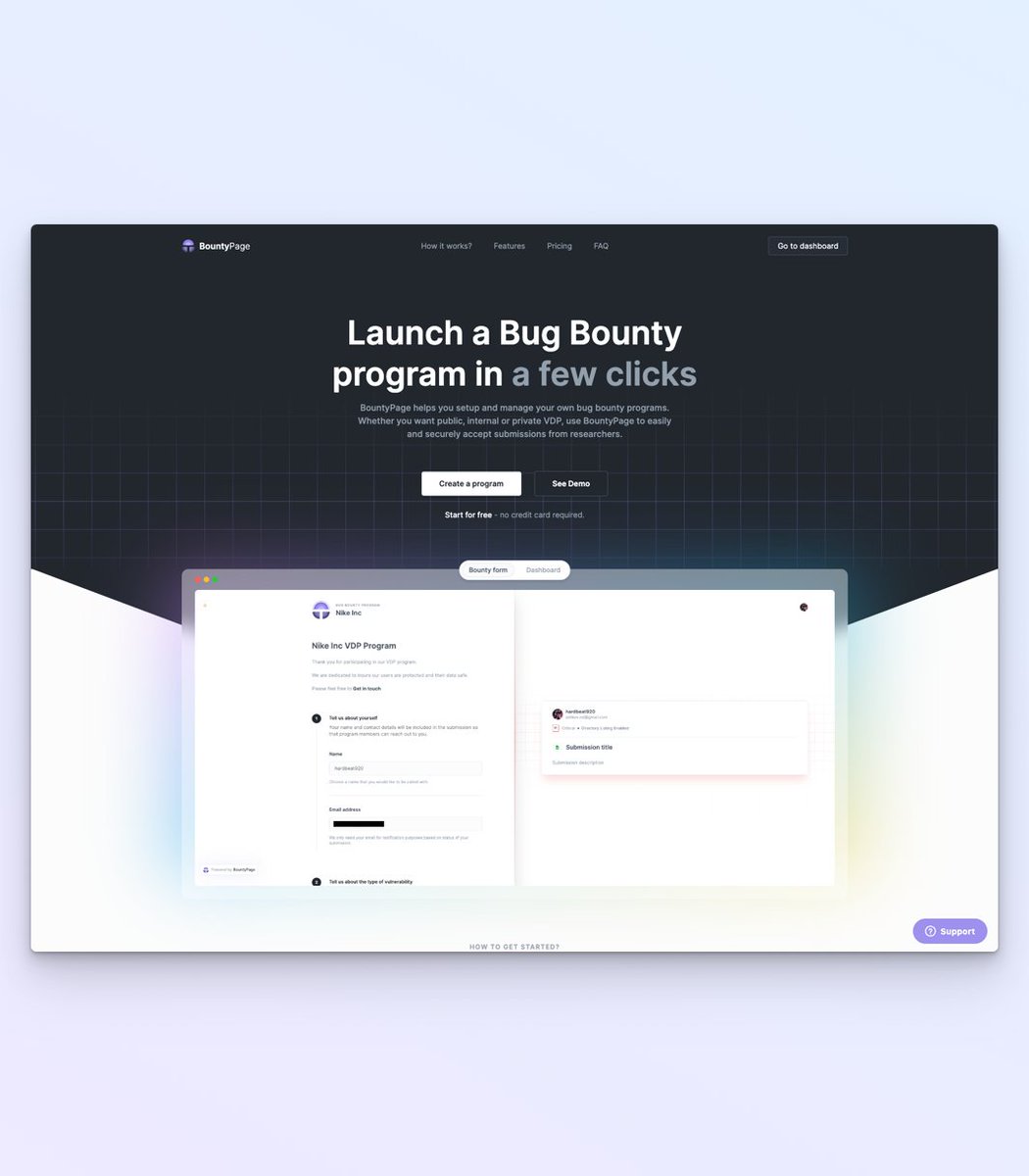 bountypagehq's tweet image. Here is a preview of our gorgeous Bug Bounty and Responsible Vulnerability Disclosure management platform. Expect new exciting features and announcements soon.