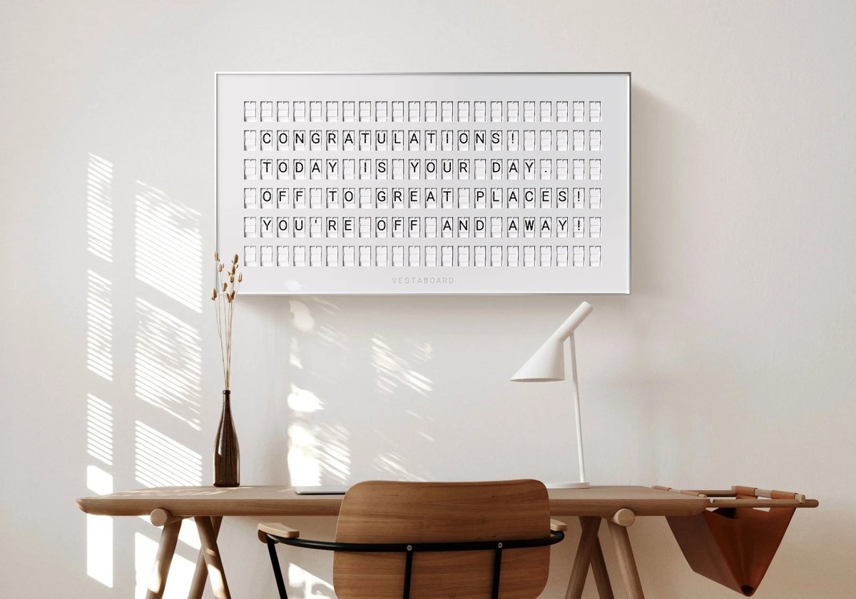 VestaboardUK's tweet photo. Inspire your favourite people from anywhere. 🤍

Order your Vestaboard at https://t.co/vMBJFzHCIv
#vestaboard #vestaboarduk #messagedisplay #tech #art https://t.co/3g1ut6Eh3W