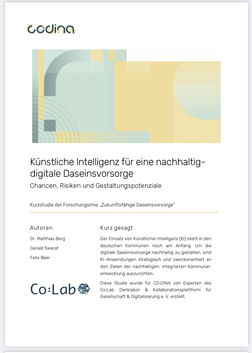 Gerald Swarat (@geraldswarat) on Twitter photo Es gibt eine neue Studie zu #KI fĂĽr eine nachhaltig-digitale #Daseinsvorsorge, die von <a href="/Colab_digital/">Co:Lab</a>-Experten und <a href="/felix_beer/">Felix Beer</a> fĂĽr das Codina-Projekt vom <a href="/Wupperinst/">Wuppertal Institut</a> / @IZT_Zukunft geschrieben wurde. Findet ihr hier:
codina-transformation.de/wp-content/upl… Es gibt eine neue Studie zu #KI für eine nachhaltig-digitale #Daseinsvorsorge, die von <a href="/Colab_digital/">Co:Lab</a>-Experten und <a href="/felix_beer/">Felix Beer</a> für das Codina-Projekt vom <a href="/Wupperinst/">Wuppertal Institut</a> / @IZT_Zukunft geschrieben wurde. Findet ihr hier:
codina-transformation.de/wp-content/upl…