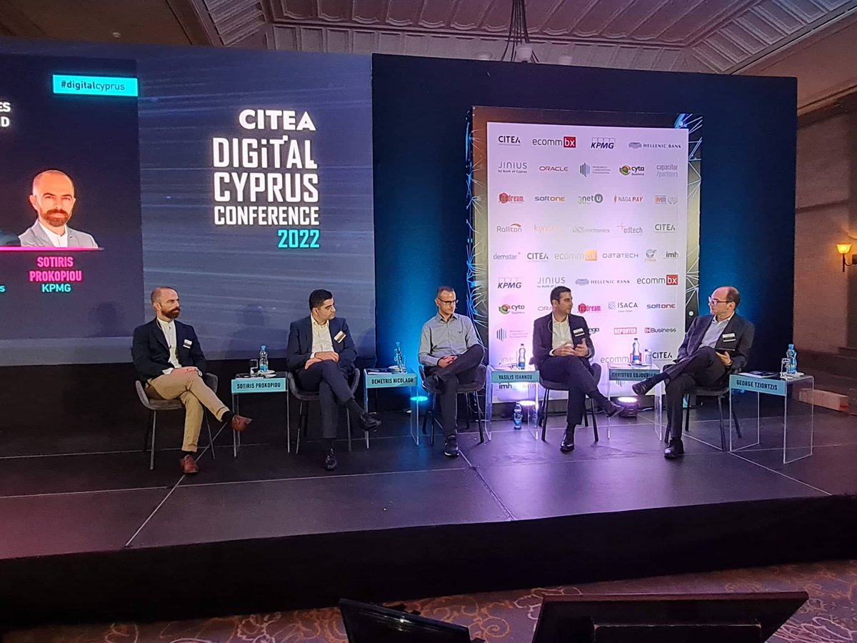 KPMGCyprus's tweet photo. Sotiris Prokopiou, Senior Manager, Digital Transformation Lead, is sharing his expertise at the #digitalcyprus conference on boosting growth of businesses through Digitalisation. #WeEnableChange https://t.co/NMgfIHOgVt