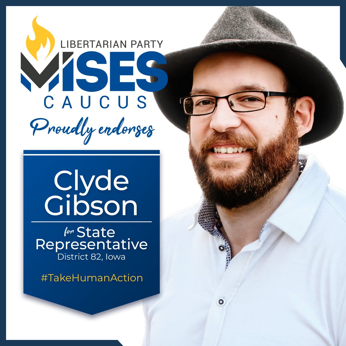 LPMisesCaucus's tweet photo. The Mises Caucus proudly endorses @Clyde4Iowa for State Representative, District 82.  Learn more about Clyde's campaign here https://t.co/041ZuRYAIu. https://t.co/GANFWj9arH