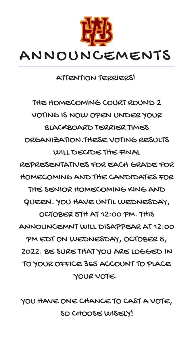 Homecoming court voting now open!