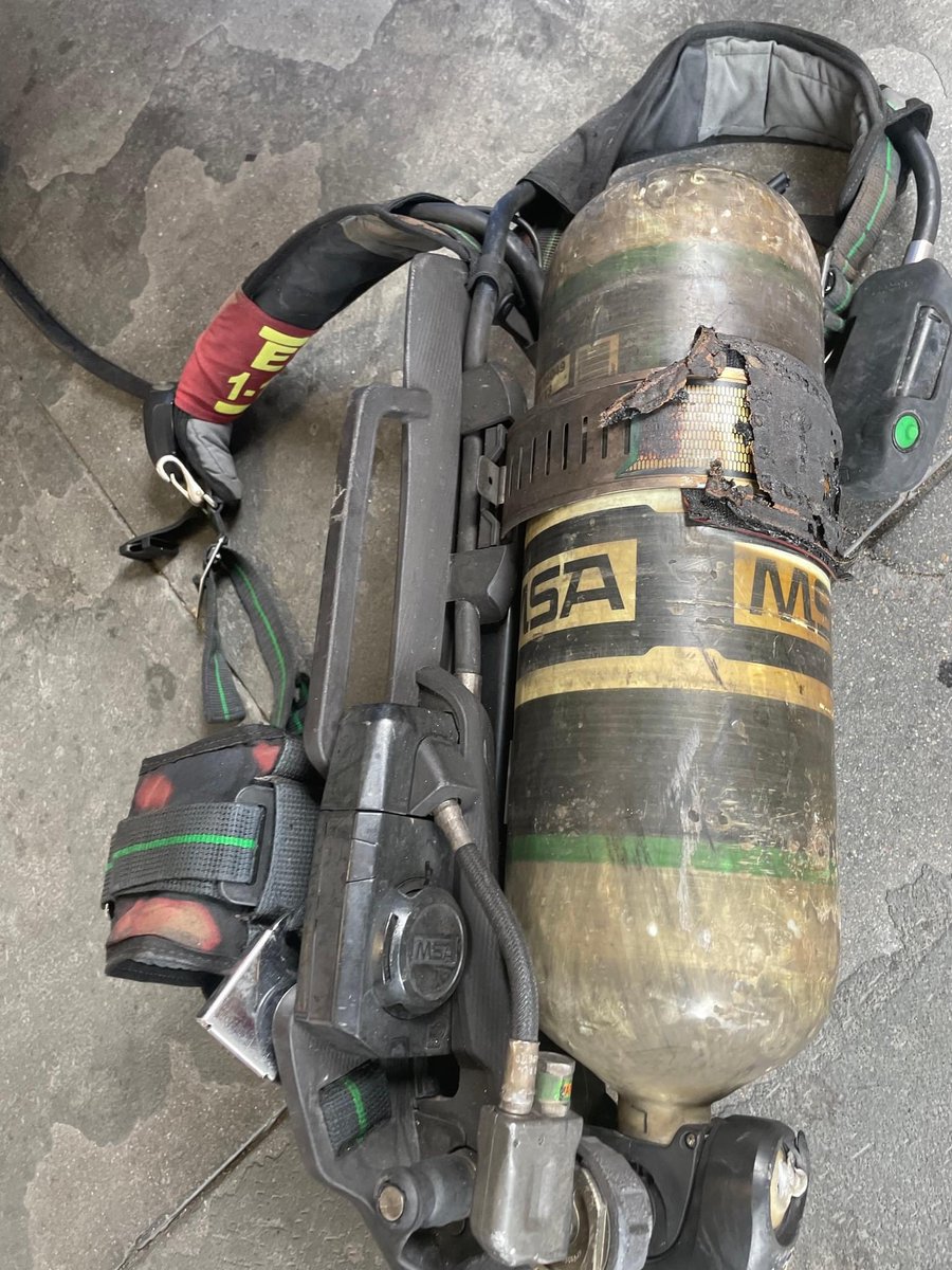THE_PFFM's tweet photo. A closer look at the gear of the New Bedford Firefighters IAFF Local 841 member that used his body to shield a victim being rescued from a fire yesterday. We wish a speedy recovery to the victim and the L841 member. https://t.co/N9fwUSWDB6