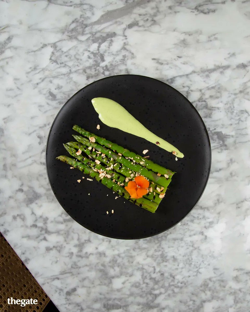 GateRestaurant's tweet photo. Spotlight on our Grilled British Asparagus with vegan bearnaise sauce, toasted hazelnuts 🌱#GateRestaurants https://t.co/lUM3fyMjtn
