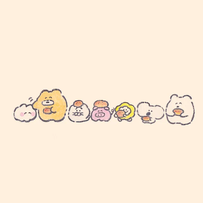 今日はなでなでしてほしいウサギのお誕生日みんなであんぱん持って、なでなで行列しにきたよ〜 