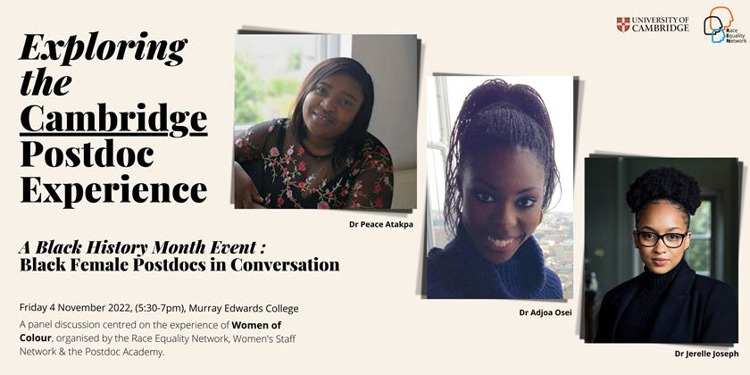 Lots of events going on for #BlackHistoryMonth <a href="/Cambridge_Uni/">Cambridge University</a>!

We give a special shout-out to "Exploring the Cambridge Postdoc Experience", 17:30, Nov. 4th <a href="/MECCambridge/">Murray Edwards College</a>, featuring our very own <a href="/AtakpaP/">Peace Atakpa</a> 

Register for free 👉 eventbrite.co.uk/e/exploring-th…