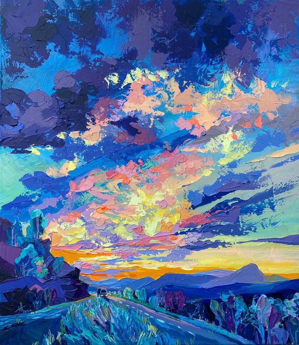 acrylic on canvas 70 * 80 cm "road to the sea" 2020. #painting #sunsetpics