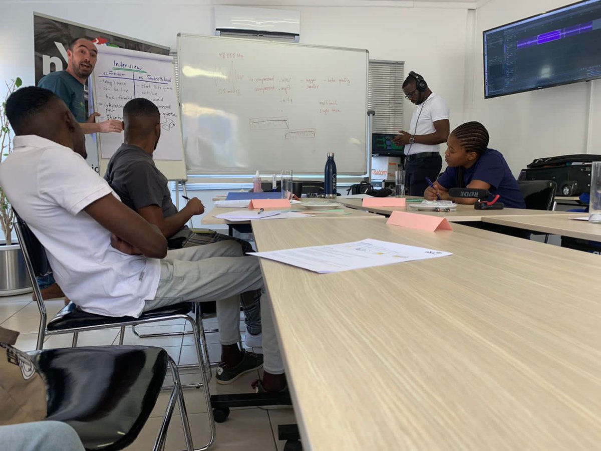 LeviKatire's tweet photo. Second day into our @NamMediaTrust Audio Journalism Training. Myself, @PeterDeselaers and @Curlz395 having a great time with community, commercial radio journalists.

📻😎
@dw_akademie https://t.co/ivZ5yQ5fOC
