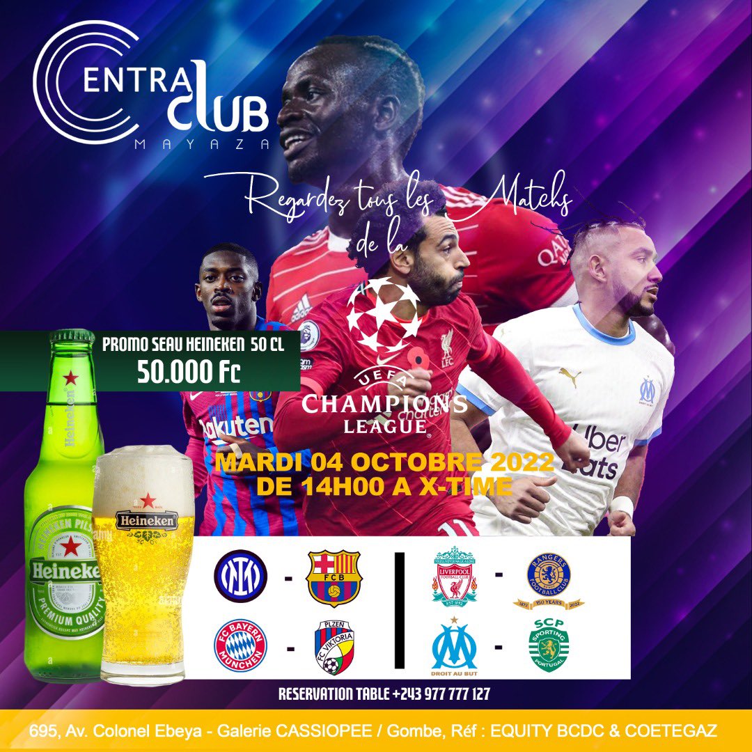 central_clu's tweet photo. Suivons la champions league ensemble chez #CENTRAL_CLUB 

Ce mardi 04 octobre 2022 .

@MudimbiThierry @PrinceIlunga14 @CBosembe @wembi_steve @IsralMutombo11 @chrystiakbg @central_sage @simadakasuku66 @lisettedimuang1 @anelkamanzila2 @VedasVerdy @Wnkong https://t.co/ess4a1hmcO