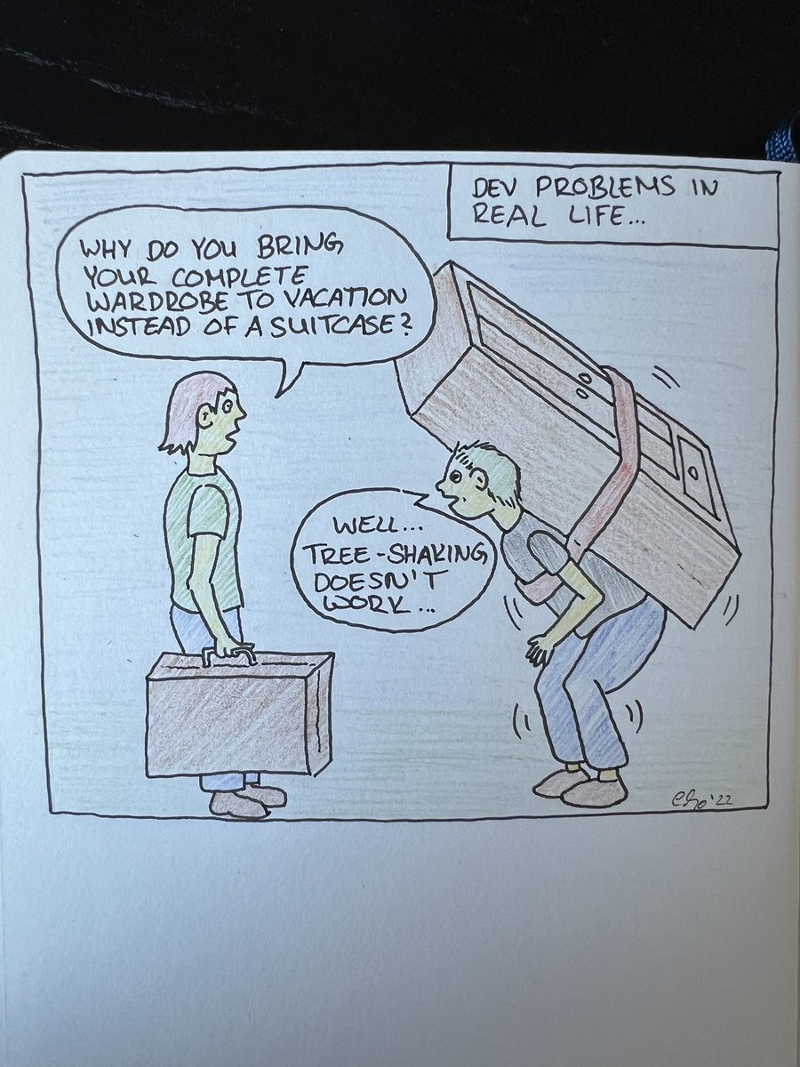 Teapot4181's tweet image. Kleiner Mini-Sketch-Comic aus gegebenem Anlass 😅 #treeshaking #frontend #comic
