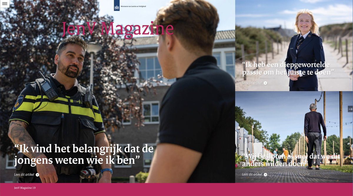 De nieuwste editie van JenV Magazine is verschenen! Van het nieuwe Kwaliteitskader Forensische Zorg tot een inkijkje bij de crisisnoodopvang in Horst. En van TikTokkende jeugdagent Eray Baygul tot reclasseringswerker Joram Jansen. ➡️ magazines.rijksoverheid.nl/jenv/jenvmagaz…