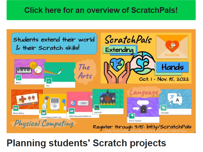 Revangel's tweet photo. Hi! ¡Hola!
#ScratchPals #ExtendingHands It's #Week1! Esta semana nuestros 'scratchers' empiezan a conocerse en Padlet, Flip... y empezamos a planificar los projectos 😺 What will you create? Remember: Arts, Language, #PhysicalComputing? #theskyisthelimit
@kathleenfugle @scratch https://t.co/KnteNTJWK9
