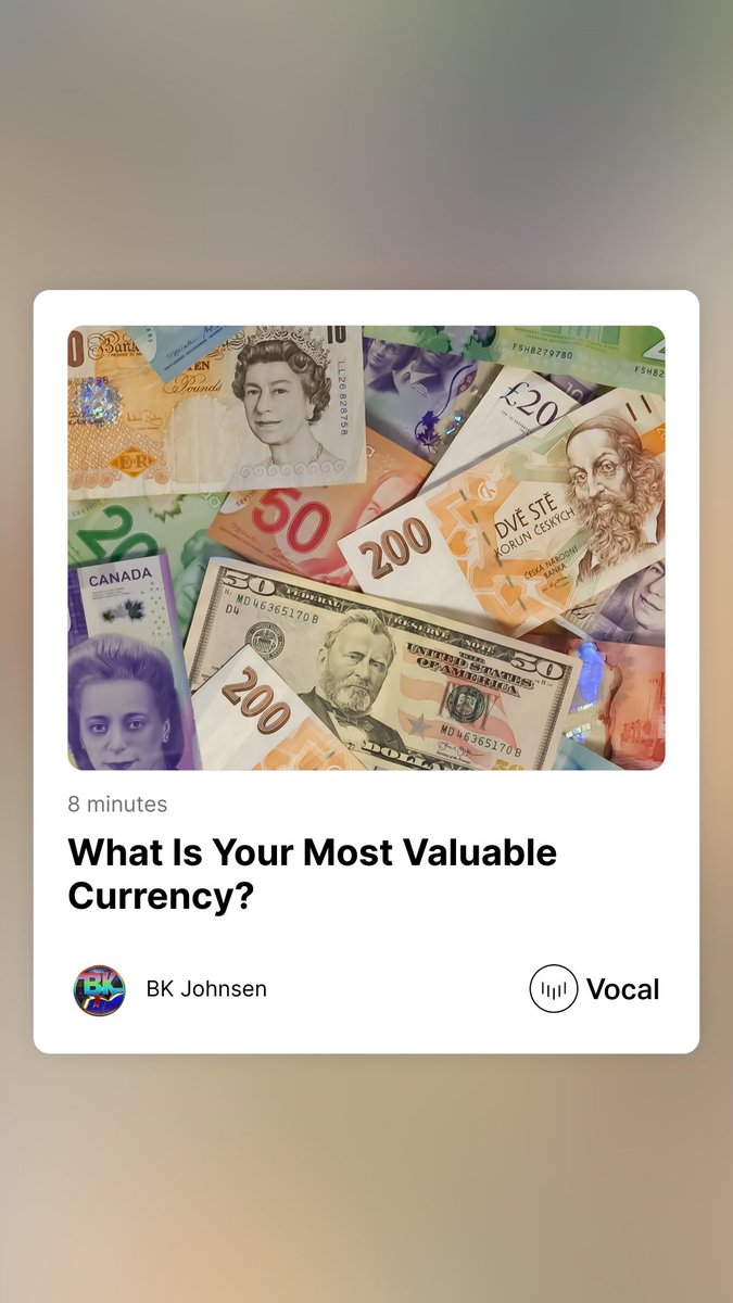 BkJohnsen's tweet photo. What Is Your Most Valuable Currency?🤑🤔🤑

https://t.co/rHEdhkWHZe

@Vocal_Creators 

#beforeyoufall #bkjohnsen #BK #vocal #writerslift #WritingCommunity #writing #blogger https://t.co/4SaEoZYed4