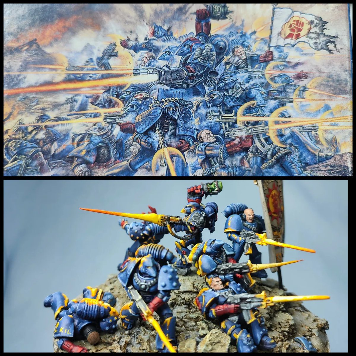 _Monkey_Hammer_'s tweet photo. Assembled my #35YearsOf40k Diorama with the models I painted so far. I have a couple more I'd like to add on there, but I'm not sure if they'll fit.

#warhammercommunity #paintcultist  #warmongers #paintingwarhammer @WarComTeam https://t.co/mS3QShRWRZ