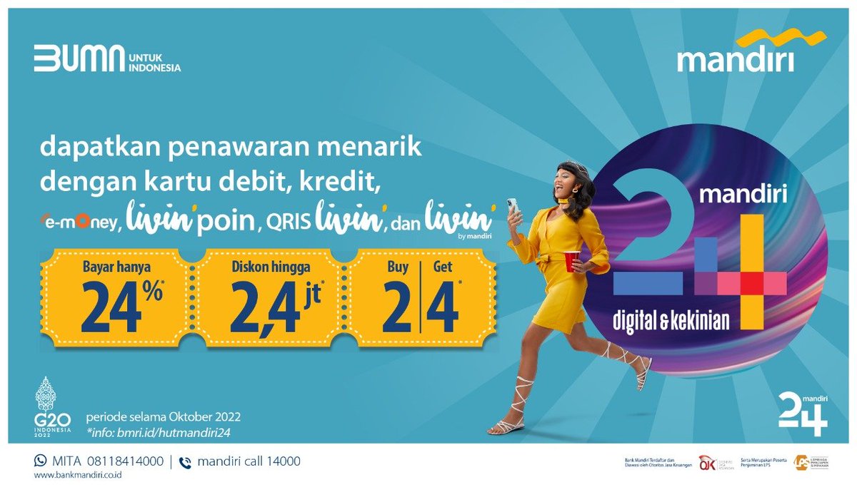 sunkissyum's tweet photo. Yuuu nikmatin promo menarik dari mandiri yg lagi ulang tahun
https://t.co/y92LxEZw43 #DigitaldanKekinian Bank Mandiri https://t.co/iC37qyMJm1