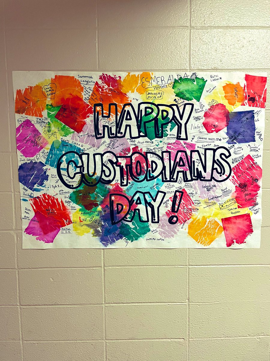 LRcounselors's tweet photo. @lloydroadschool acknowledges national custodian day! We appreciate our custodial staff for everything they do! LR students signed this banner for our custodians💗 https://t.co/PuWRuqzYzK