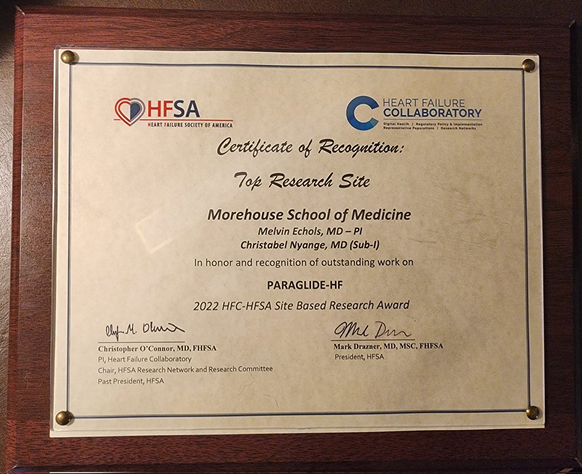 Melvin R. Echols, MD, MSCR, FACC, FHFSA, FASPC (@melvinechols9) on Twitter photo So last #HFSA2022 post. Thank you <a href="/hfcollaboratory/">HF Collaboratory</a> and <a href="/HFSA/">HFSA</a> for recognizing our site for PARAGLIDE-HF enrollment. We started in FEBRUARY, ranking now in top 5 US sites!! What a team!!!
<a href="/CardioDrNyange/">Christabel Nyange MD, MPH</a> <a href="/dr_weze/">Kelechi Weze MD DrPH</a> <a href="/robmentz/">Robert Mentz, MD</a> <a href="/dranulala/">Anu Lala-Trindade</a> <a href="/AndrewJSauer/">Andrew J Sauer MD</a> <a href="/RxPDX/">Jon Ward</a> <a href="/AHajduczok/">Alexander Hajduczok, MD 🇺🇦🙏</a> So last #HFSA2022 post. Thank you <a href="/hfcollaboratory/">HF Collaboratory</a> and <a href="/HFSA/">HFSA</a> for recognizing our site for PARAGLIDE-HF enrollment. We started in FEBRUARY, ranking now in top 5 US sites!! What a team!!!
<a href="/CardioDrNyange/">Christabel Nyange MD, MPH</a> <a href="/dr_weze/">Kelechi Weze MD DrPH</a> <a href="/robmentz/">Robert Mentz, MD</a> <a href="/dranulala/">Anu Lala-Trindade</a> <a href="/AndrewJSauer/">Andrew J Sauer MD</a> <a href="/RxPDX/">Jon Ward</a> <a href="/AHajduczok/">Alexander Hajduczok, MD 🇺🇦🙏</a>