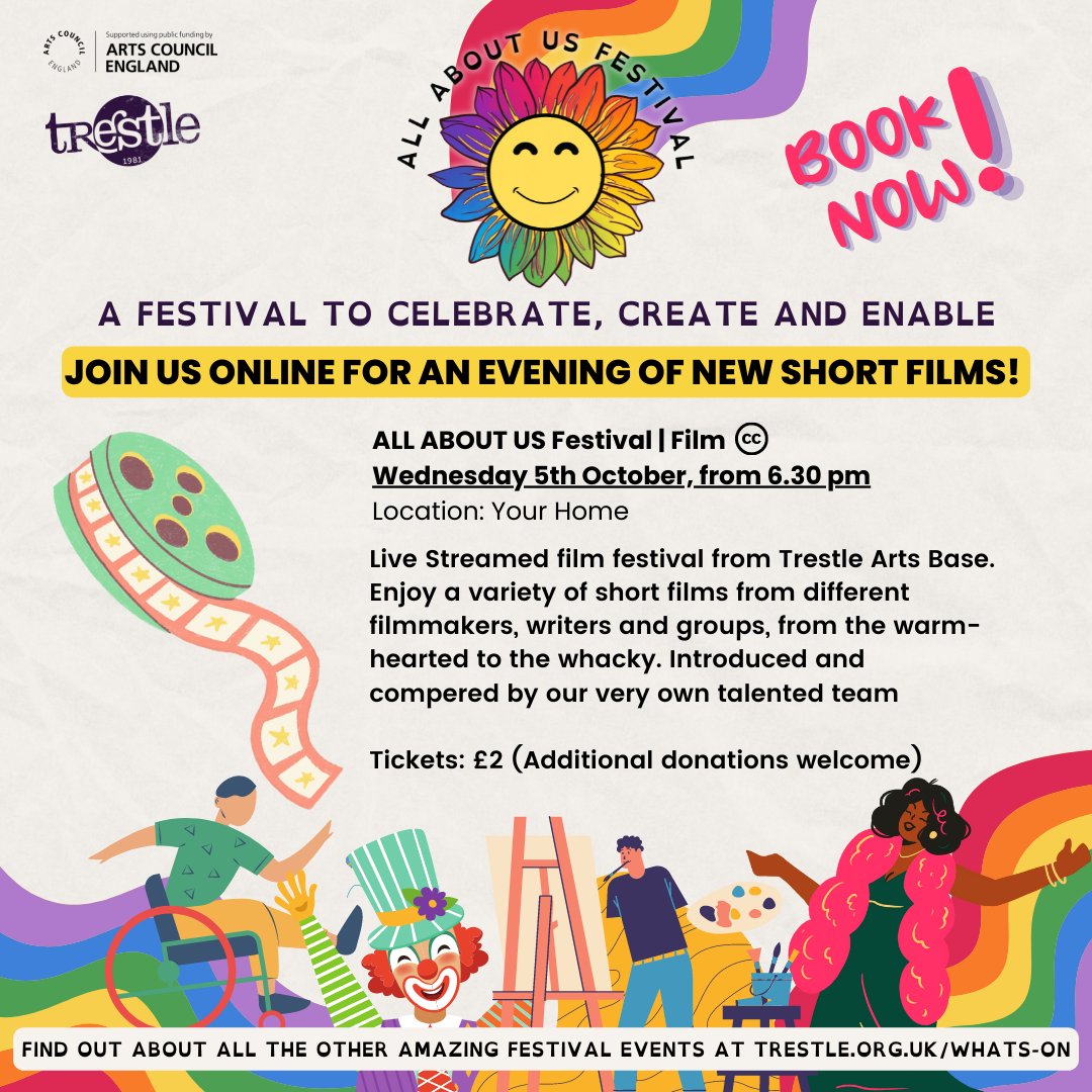 trestletheatre's tweet photo. Next for #AllAboutUs #Festival is a fantastic live-streamed #film event! 

W/ @BEEEcreative16 @HLTHertsCC #PurpleAllStars @electricbrolly @SaashArts #DaylightClub @HertsInclusive @Pioneer_Ap &amp; our very own festival film!

Tix: https://t.co/EPwnHZiW07

#ACEFunded #Hertfordshire https://t.co/QxHDL8zIoA
