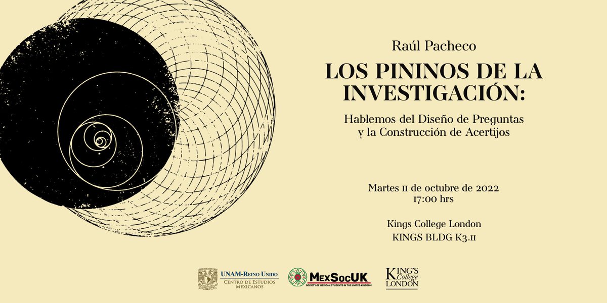 ¿Sabes cuáles son los retos de hacer un posgrado en el extranjero? 
El Dr. Raúl Pacheco nos da una charla sobre cómo resolver estos retos, ¡No te la pierdas! 
Martes 11 de octubre 
17 h 🇬🇧 
En <a href="/KingsCollegeLon/">King's College London</a> 
¡Regístrate gratis en este link: bit.ly/3CwwV8S
<a href="/MexSoc_UK/">Society of Mexican Students in the United Kingdom</a>