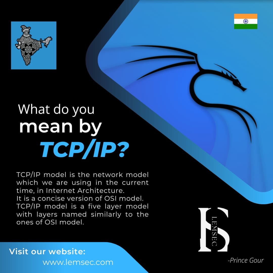lemsec_security's tweet photo. What do you mean by TCP/IP Model??
.
Want to get more information about Ethical Hacking and Cybersecurity then visit: https://t.co/q1LNw1w9im
.
Visit our Profile: @lemsec_security
.
#cybersecurity #tcpip #ip #ipaddress #deepweb #cybersec #bugbounty #hacking #wifihacking #lemsec https://t.co/J0r4Op63RW
