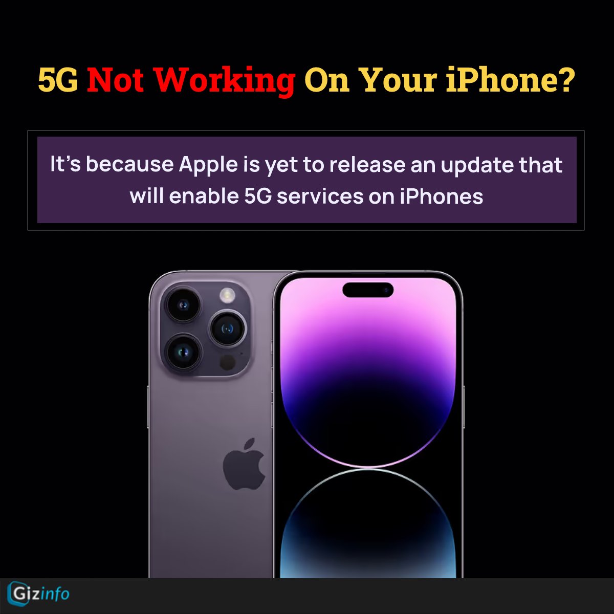 Gizinfo_'s tweet photo. Apple will soon open 5G Services for iPhone users in India #Apple #iPhone14 #Apple5G #5GIndia https://t.co/Y57goCW7pa